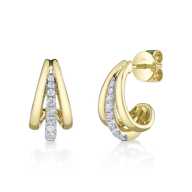 Shy Creation 14Kt Yellow Gold 0.31cttw Diamonds Triple J-Hoop Earrings