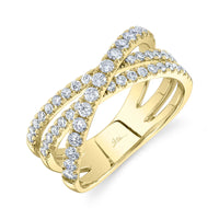 Shy Creation 14Kt Yellow Gold Diamond Bridge Ring with 0.79cttw Natural Diamonds - Size 7