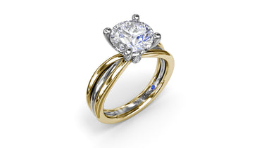 Lasker Big Rocks Fana 14Kt Yellow & White Gold 2.66ct Round Lab-Crafted Diamond & 0.02cttw Secret Diamond Accent Engagement Ring