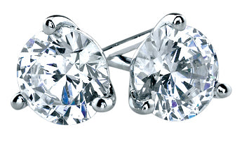 14Kt White Gold Martini Stud Earrings With 3.09cttw Round Natural Diamonds