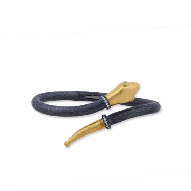 Lika Behar 24K Fusion Gold & Oxidized Sterling Silver 0.20cttw Diamond Snake Bracelet