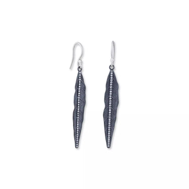 Lika Behar Oxidized Sterling Silver 0.36cttw Diamond Willow Leaf Earrings