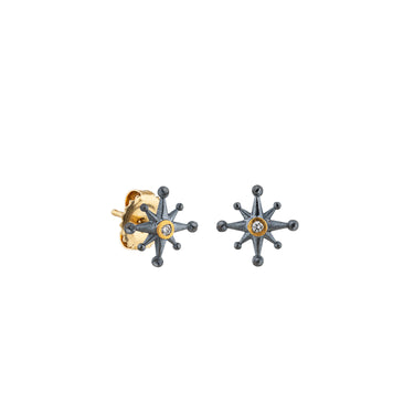 Lika Behar 22K Gold & Oxidized Sterling Silver 0.02cttw Diamond Starburst Stud Earrings