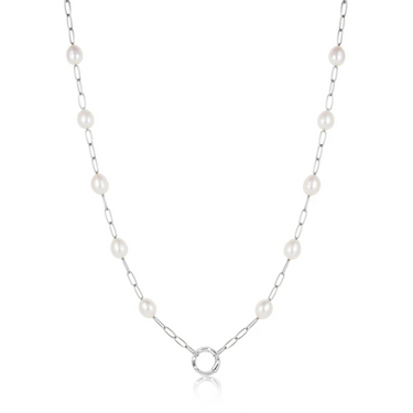 Ania Haie Pearl (5-7mm) Chain Charm Connector Necklace in Sterling Silver (16" with 2" Extender)