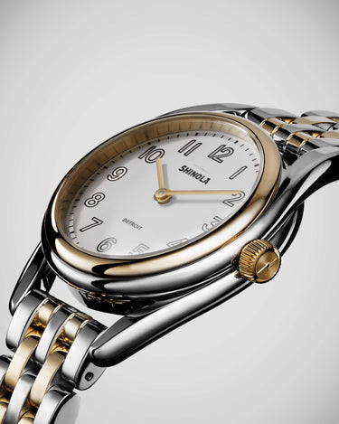 Shinola Derby Stainless Steel Two-Tone Strap 30.5mm White Dial Argonite 772 Watch