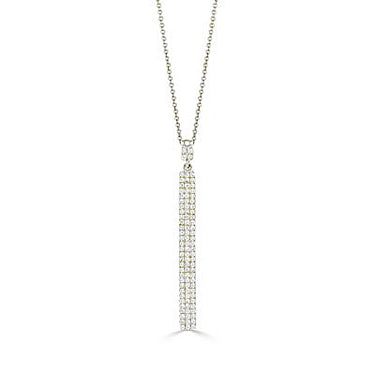 14Kt White Gold Pave Stick Necklace with 0.21cttw Natural Diamonds on an 18" Adjustable Chain