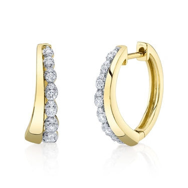 Shy Creation 14Kt Yellow Gold 0.29ctw Diamond Journey Hoop Earrings
