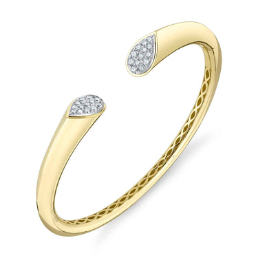 Shy Creation 14Kt Yellow Gold Open Bangle with 0.54cttw Natural Diamonds (Color G-H, Clarity SI2)