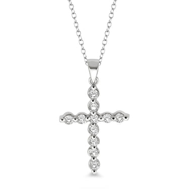 Sterling Silver 0.10cttw Diamond Cross Pendant