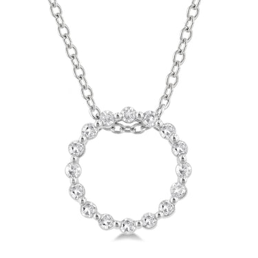 Sterling SIlver 0.10cttw Diamond Circle Pendant