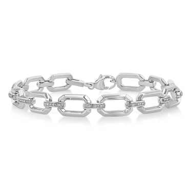 Sterling Silver 0.10cttw Diamond Hexagon Bracelet