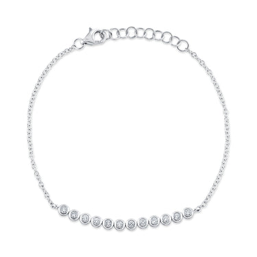 Shy Creation 14Kt White Gold Bracelet with .26Cttw Natural Bezel Set Diamonds and Extender with Lobster Clasp