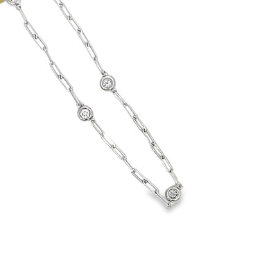 10" 14Kt White Gold Diamonds-By-The-Yard Anklet With 8 Round Natural Diamonds Totaling .32cttw (H Color - SI1 Clarity)