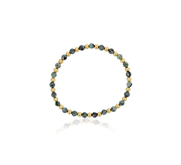 Dee Berkley Alternating 4mm Emerald & Gold Filled Bead Bracelet