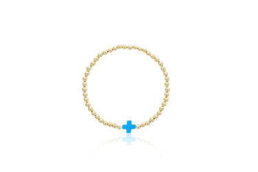 Dee Berkley Turquoise Cross & 4mm Gold Filled Bead Bracelet