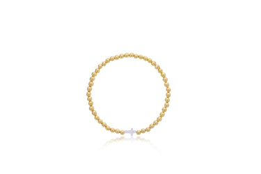 Dee Berkley Small Mother of Pearl Cross & 4mm Gold Filled Bead Bracelet