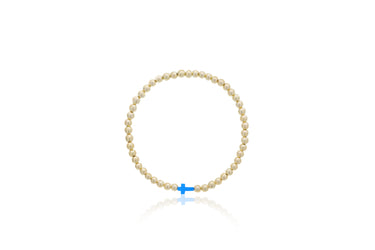 Dee Berkley Small Turquoise Cross & 4mm Gold Filled Bead Bracelet