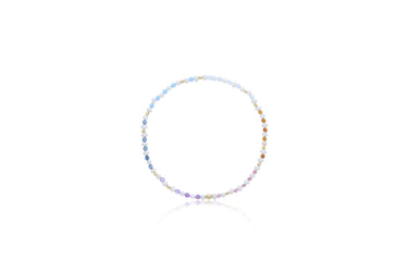 Dee Berkley 2mm Pearl, Teal Magnisite, Aquamarine, Hessonite Garnet, Pink Selenite, Amethyst, London Blue Topaz & Gold Filled Bead Bracelet