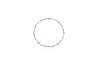 Dee Berkley 2mm Amethyst, Hessonite Garnet, London Blue Topaz, Teal Magnisite, Aquamarine, Pink Selenite, and Gold Filled Bead Bracelet