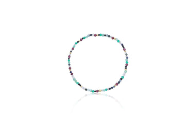 Dee Berkley 2mm Black Spinel, Sapphire, Garnet, Green Onyx, Emerald and Labradorite Bead Bracelet