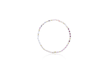 Dee Berkley 2mm Pearl, Garnet, Pink Selenite, Peach Moonstone & White Topaz Beaded Bracelet