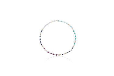 Dee Berkley 2mm Pearl, Garnet, Black Spinel, Green Onyx, Emerald, Labradorite & Sapphire Bead Bracelet