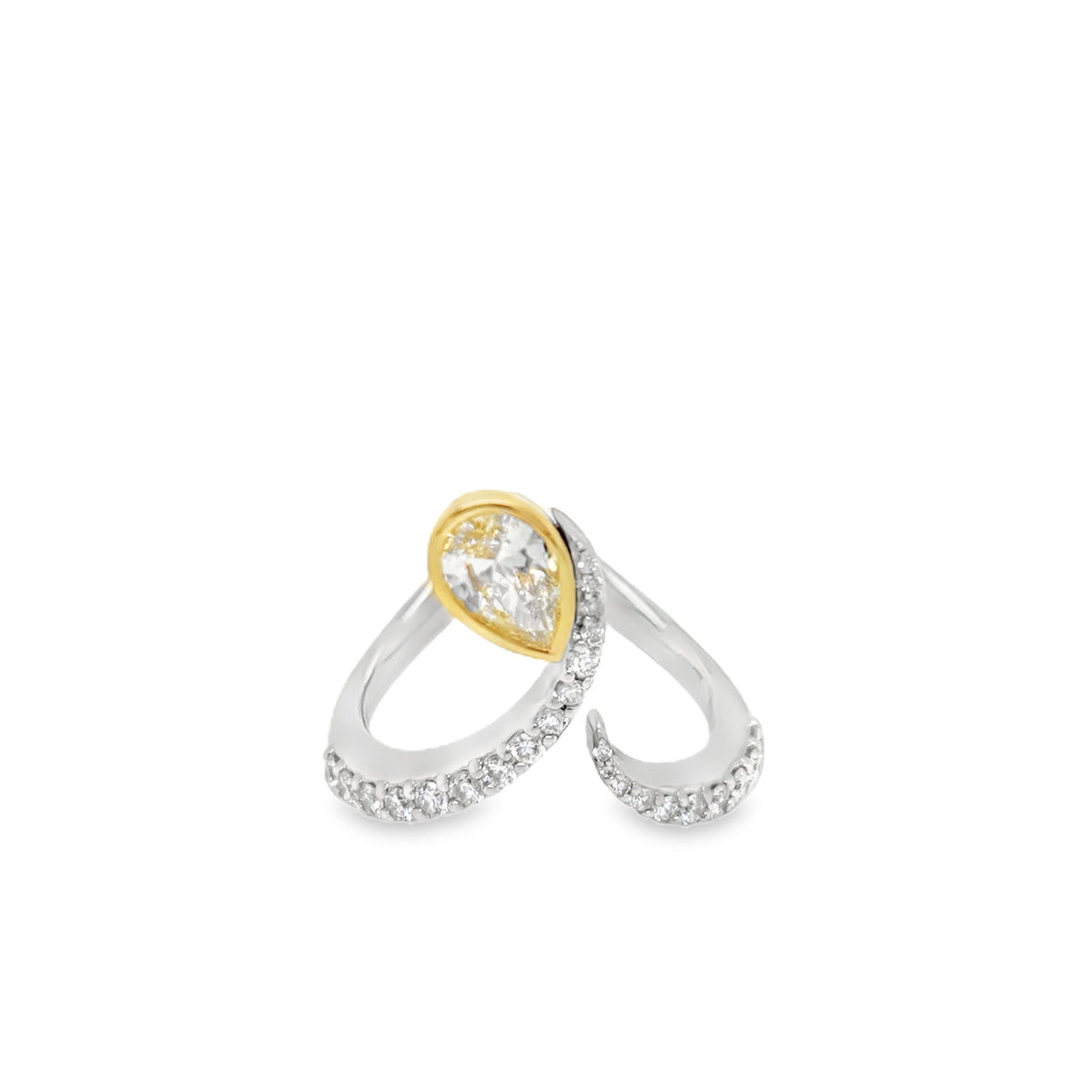 Frederic Sage 18Kt White Gold Bypass Bezel-Set Yellow Natural Diamond Ring