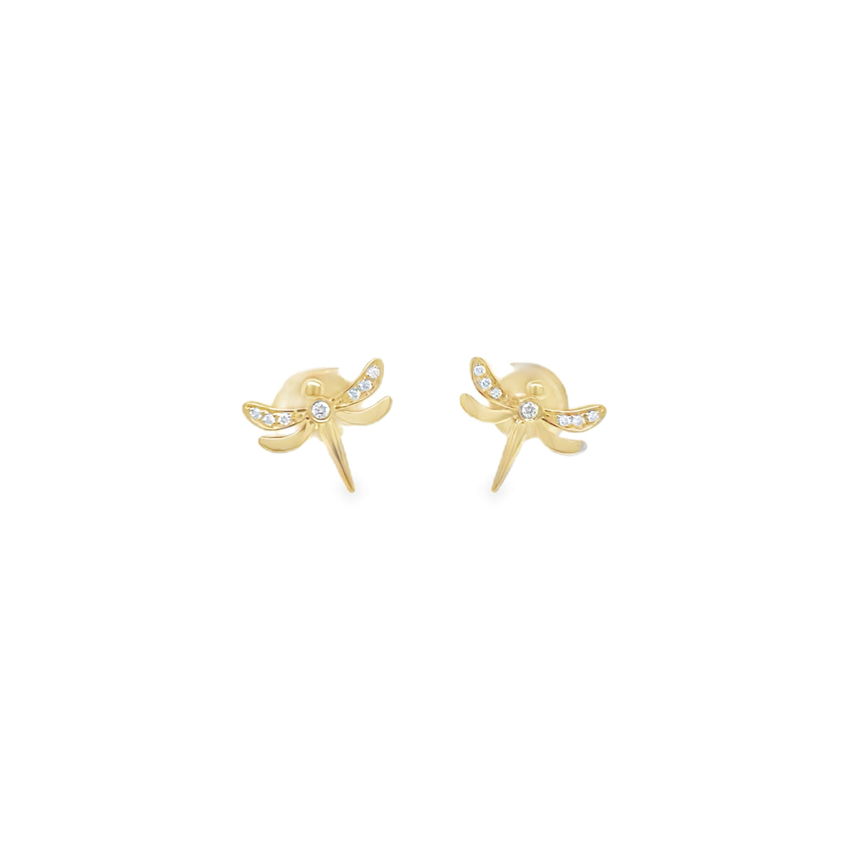 Frederic Sage 14Kt Yellow Gold Dragonfly Diamond Stud Earrings