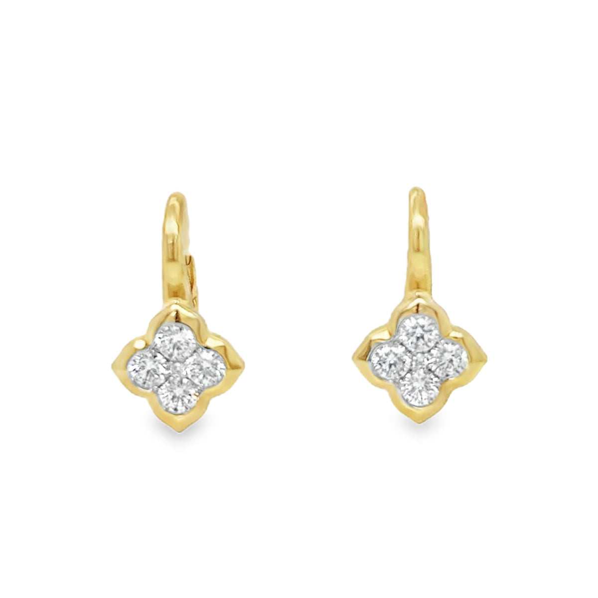 Frederic Sage 14Kt Yellow Gold Jolie Fleur Leverback Diamond Earrings