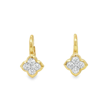 Frederic Sage 14Kt Yellow Gold Jolie Fleur Leverback Diamond Earrings