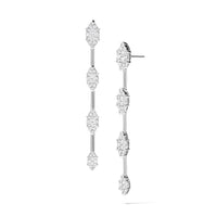 Lasker Couture 18Kt White Gold Fiori Dangle Earrings With 1.60cttw Natural Diamonds