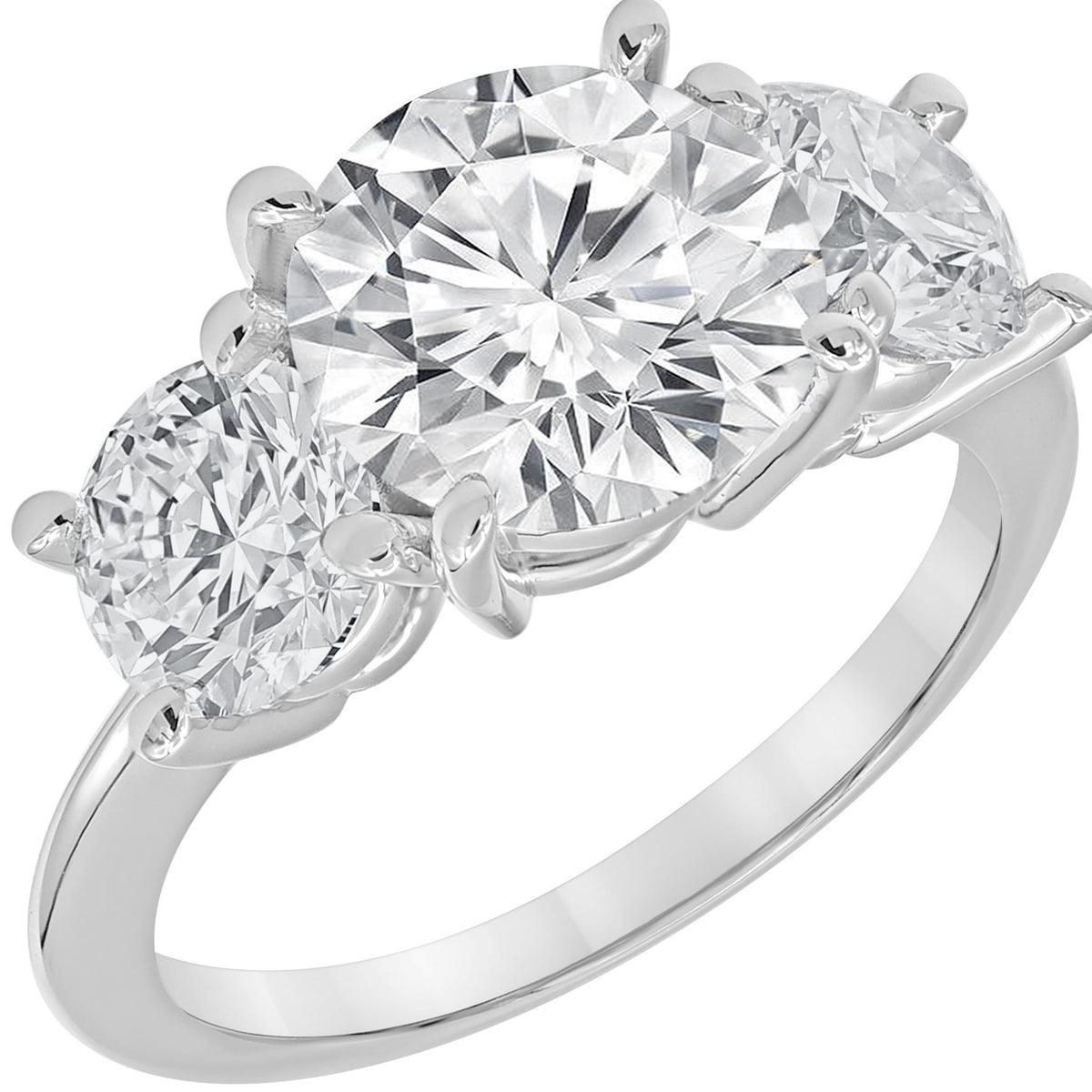 14Kt White Gold Three-Stone Ring With 3.02cttw Lab-Grown Center Diamonds