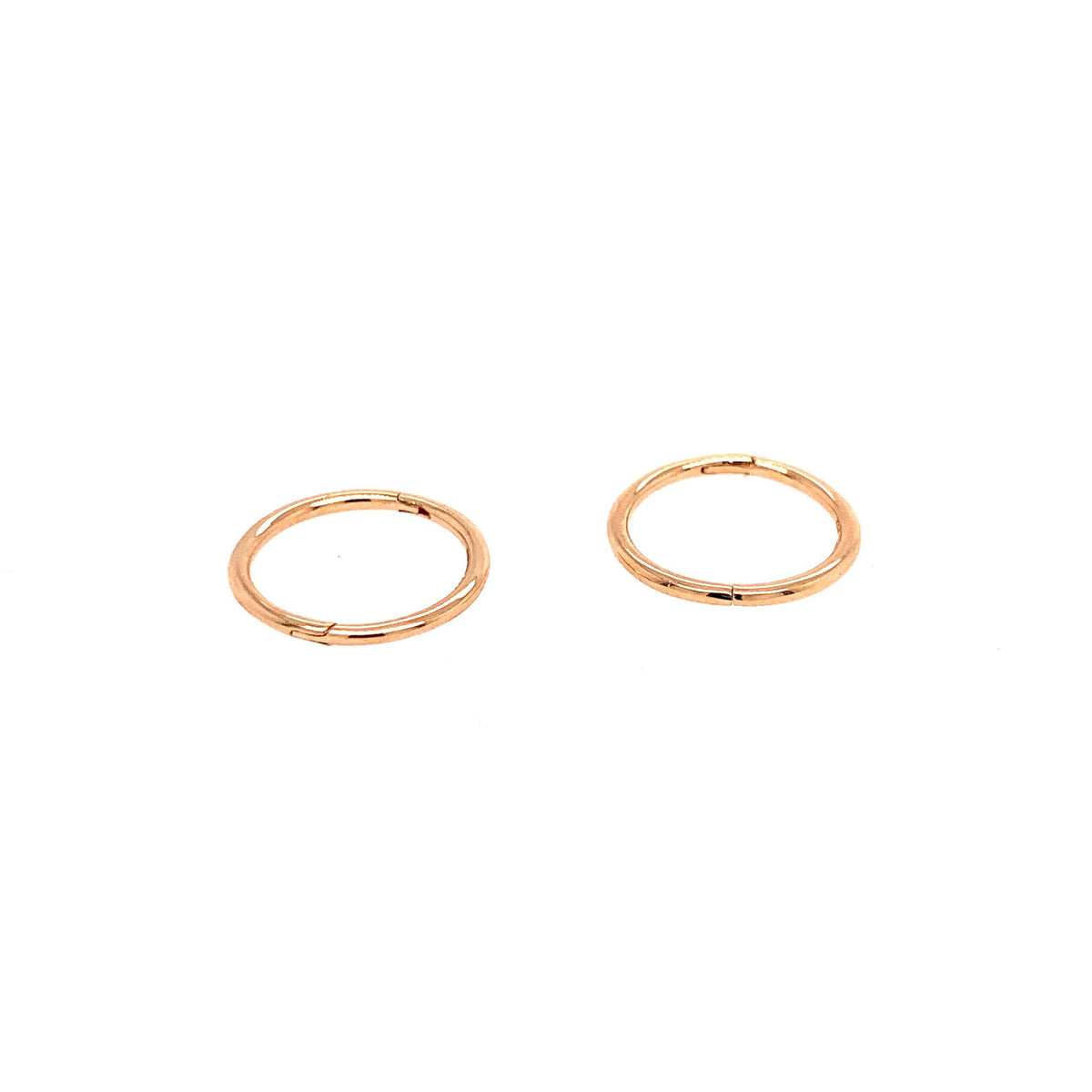 14Kt Rose Gold 12x1mm Round Hinged Hoop Earrings