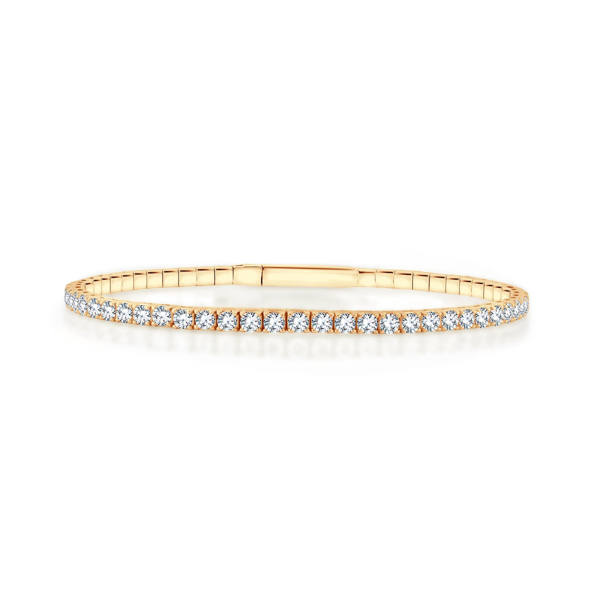 14Kt Yellow Gold Flex Bangle Bracelet With 5.00cttw Natural Diamonds