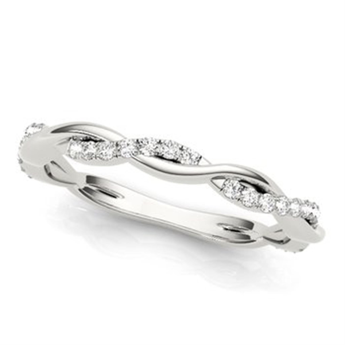 18Kt White Gold Stackable Wedding Ring with 0.11cttw Natural Diamonds