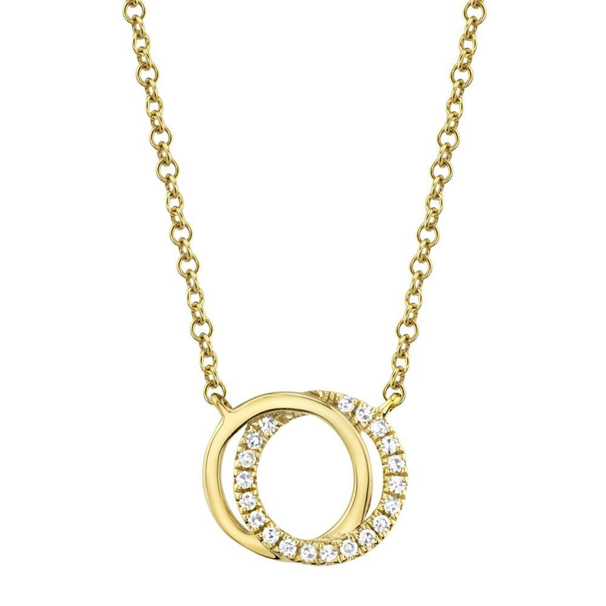 Shy Creation 14Kt Yellow Gold 'You  Me' Intersecting Circle Diamond Necklace