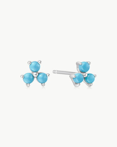 Ania Haie Sterling Silver Lab Created Turquoise Lotus Stud Earrings