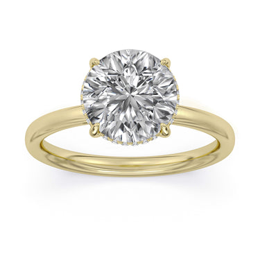 Centurion Collection 14Kt Yellow Gold Hidden Halo 2ct 100-Faceted Lab-Grown Round Diamond Solitaire Engagement Ring