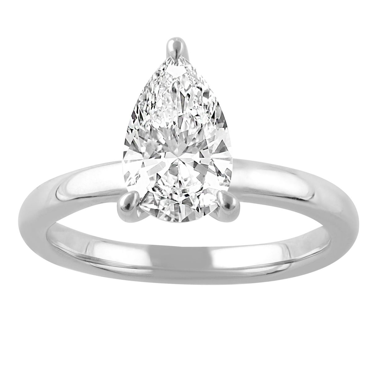 14Kt White Gold 2.00ct Pear Shape Lab-Grown Diamond Solitaire Engagement Ring