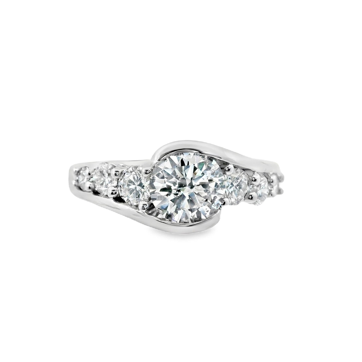 14Kt Half Bezel-Set Ring With 1.01ct Natural Center Diamond