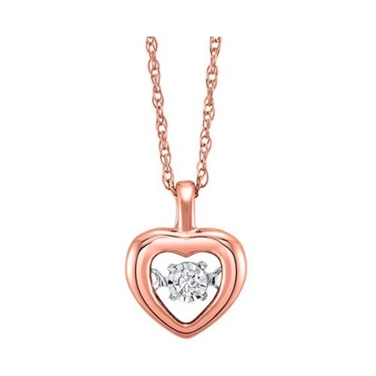 Rhythm Of Love 10Kt Rose Gold Heart Pendant with .02cttw Natural Diamonds