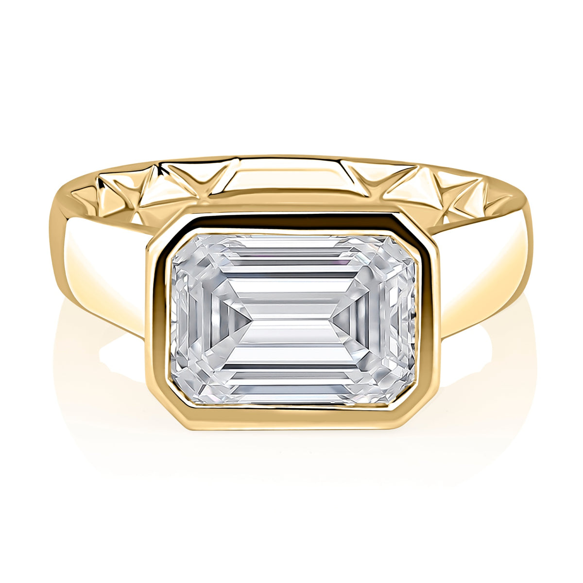 A. Jaffe Emerald-Cut Stone East-West Engagement Ring