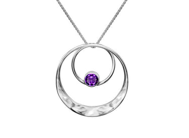 E.L. Designs Sterling Silver Juliet Pendant with Amethyst on 18" Wheat Chain