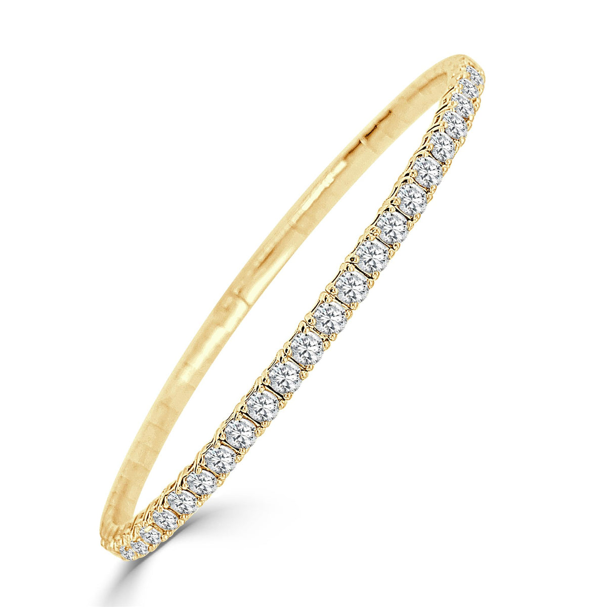 14Kt Yellow Gold Flex Bangle Bracelet With 4.60cttw Natural Diamonds