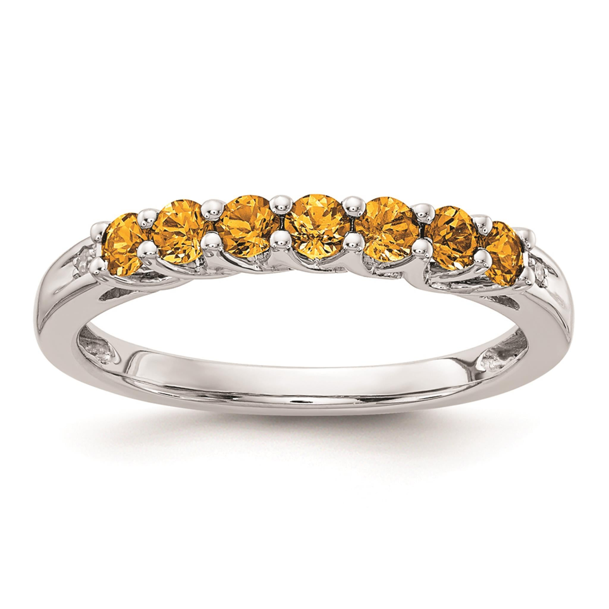 10Kt White Gold Prong Set Gemstone Ring With Citrines