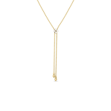 Roberto Coin 18Kt Yellow Gold Love in Verona 0.30cttw Round Natural Diamond Flower Lariat Necklace