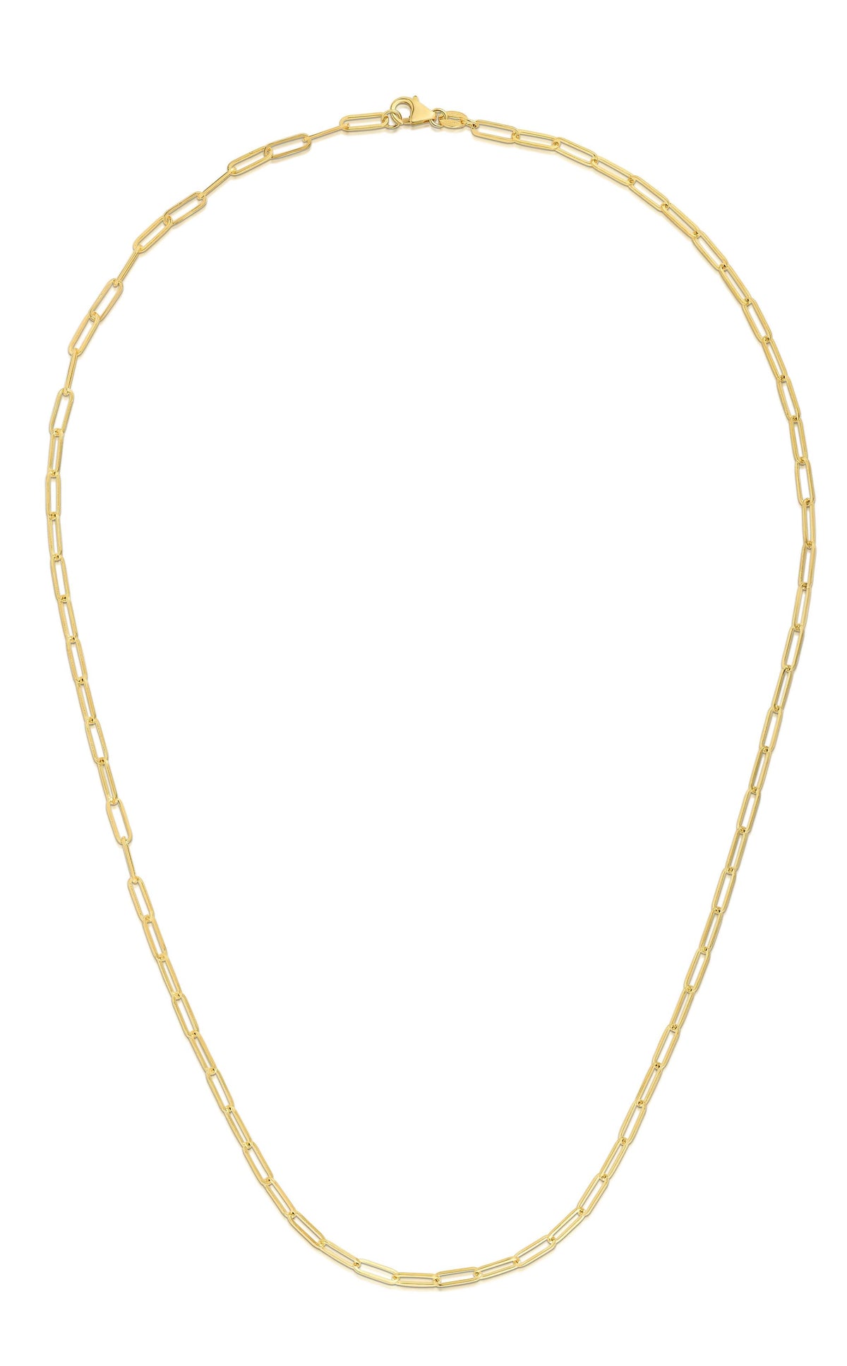 24" 14K Yellow Gold 3.5mm Paperclip Link Necklace