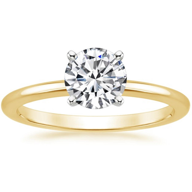 14Kt Yellow Gold Solitaire 1.01ct Round Center Natural Diamond Engagement Ring