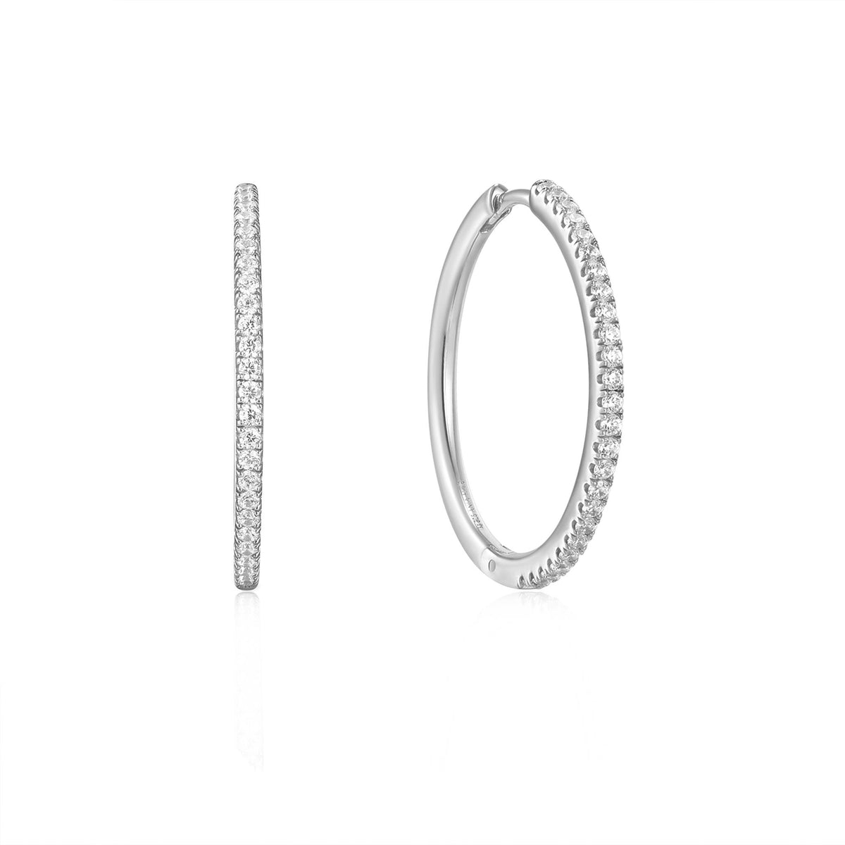 Sterling Silver 20mm Round Hoop Earrings with Cubic Zirconia