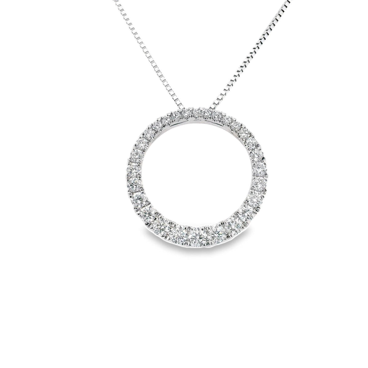 18Kt White Gold Circle of Life Pendant With .93cttw Round Natural Diamonds